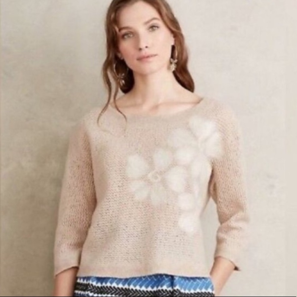 Anthropologie Troubadour Snow Flower Wool Sweater